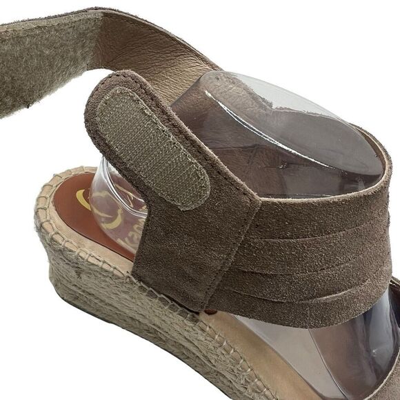 Kanna Tan Suede Espadrilles Wedge Sandals Size 9.5 41 Ankle Strap - Picture 7 of 11